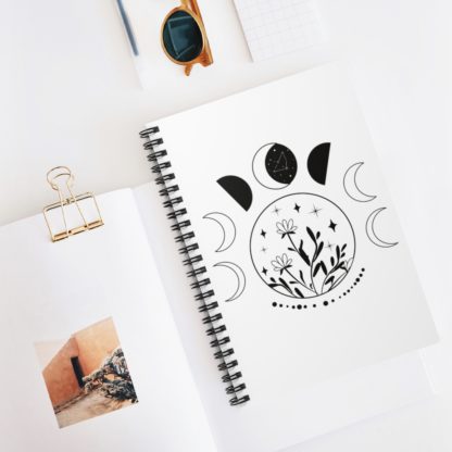 Moon and Flowers Spiral Notebook