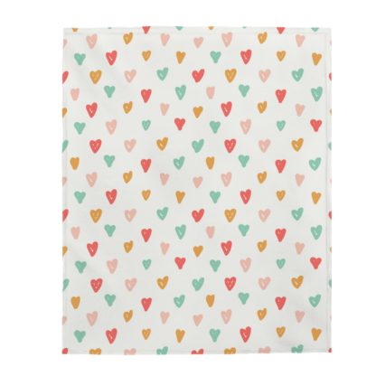 Colorful Hearts Velveteen Plush Blanket - Image 2