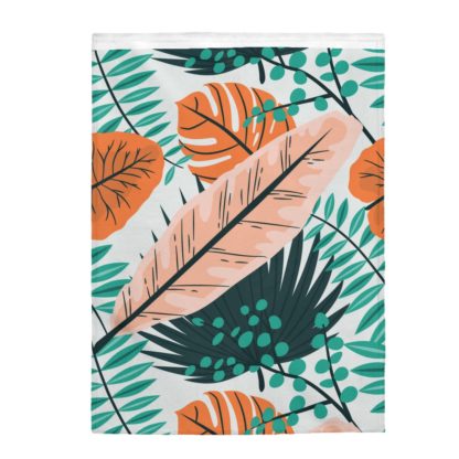 Tropical Leaves Velveteen Plush Blanket - Image 5