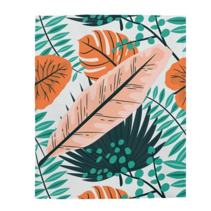 Tropical Leaves Velveteen Plush Blanket - Image 2