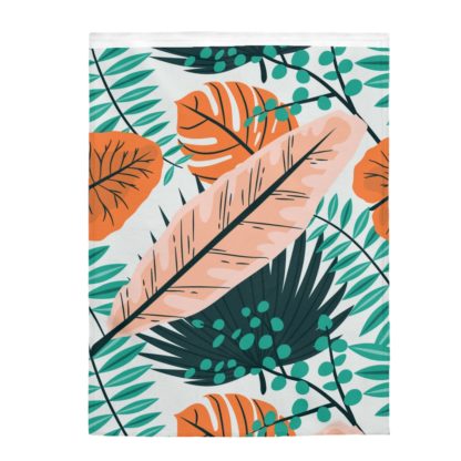 Tropical Leaves Velveteen Plush Blanket - Image 3