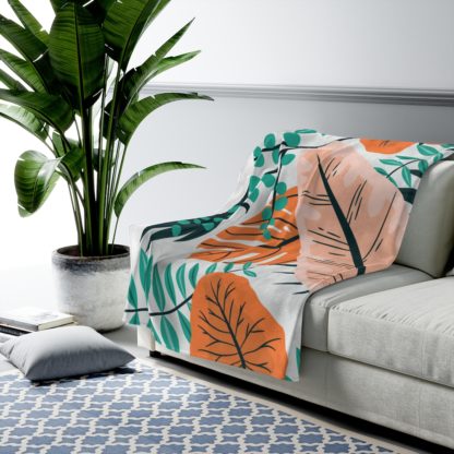 Tropical Leaves Velveteen Plush Blanket - Image 4